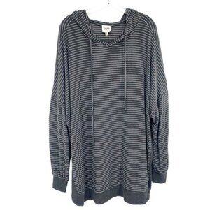 Hayden Los Angeles Grey Striped Long Oversized Hoodie Pullover